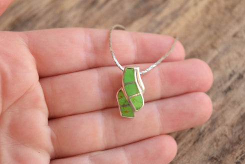 Gaspeite Sterling Silver Pendant Necklace